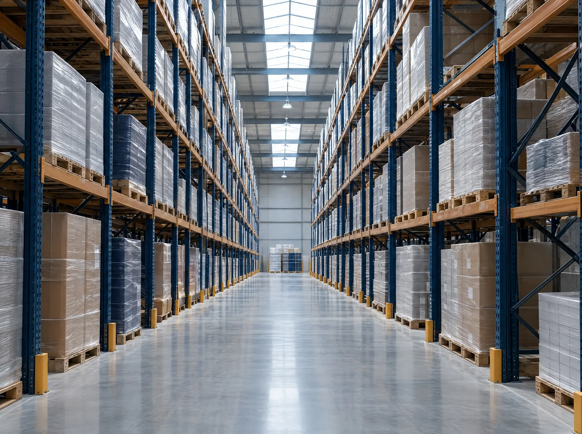 Aisle of a logistics warehouse